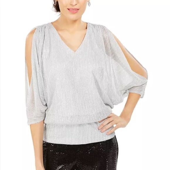 MSK
Split-Sleeve Metallic Blouson Top - Picture 8 of 10